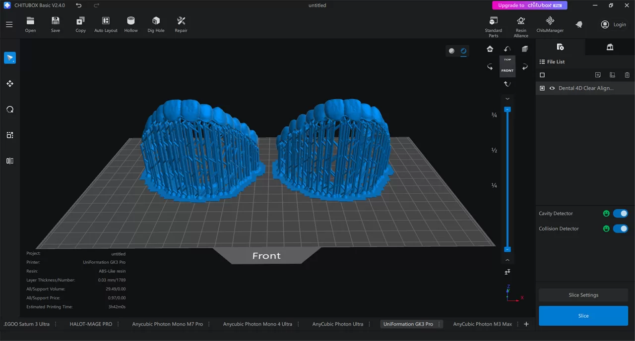 Free Povide Clear Retainer Resin Model Test