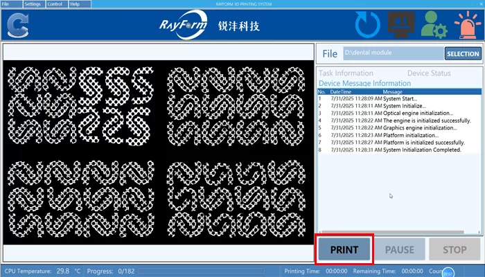 Automatically displays the slicing effect.