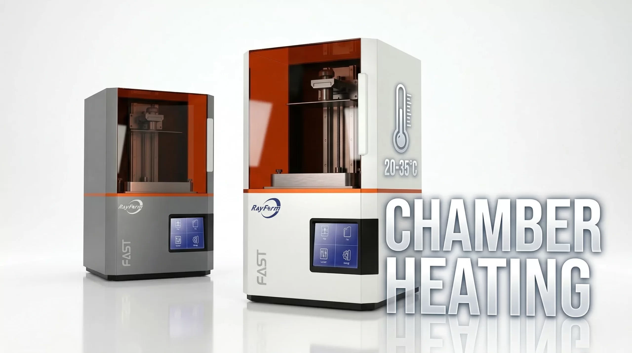 RF-3020D integrated heating chamber maintaining 20-35 degrees for optimal resin viscosity