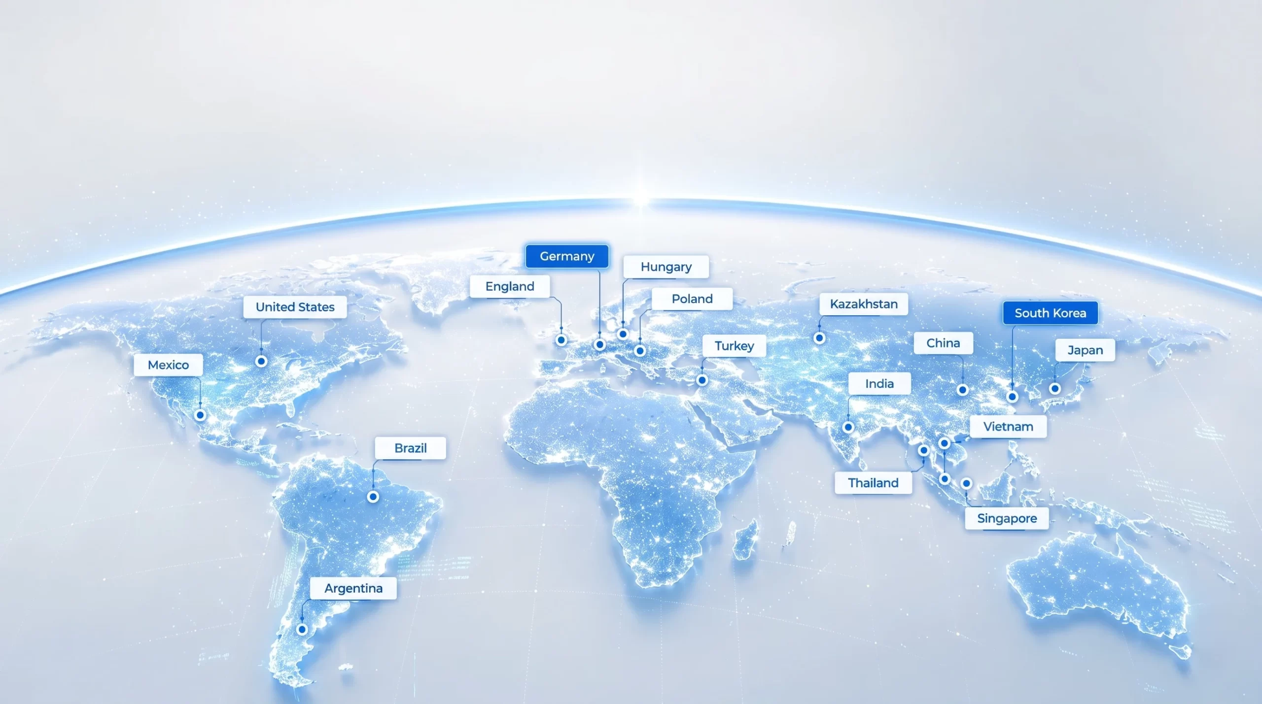 RayForm global customer presence — countries with active labs and partners