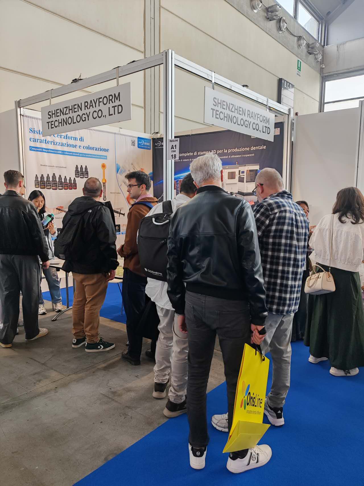 Busy RayForm booth at Hall A1 Stand 18 on day two of Expodental Meeting 2026