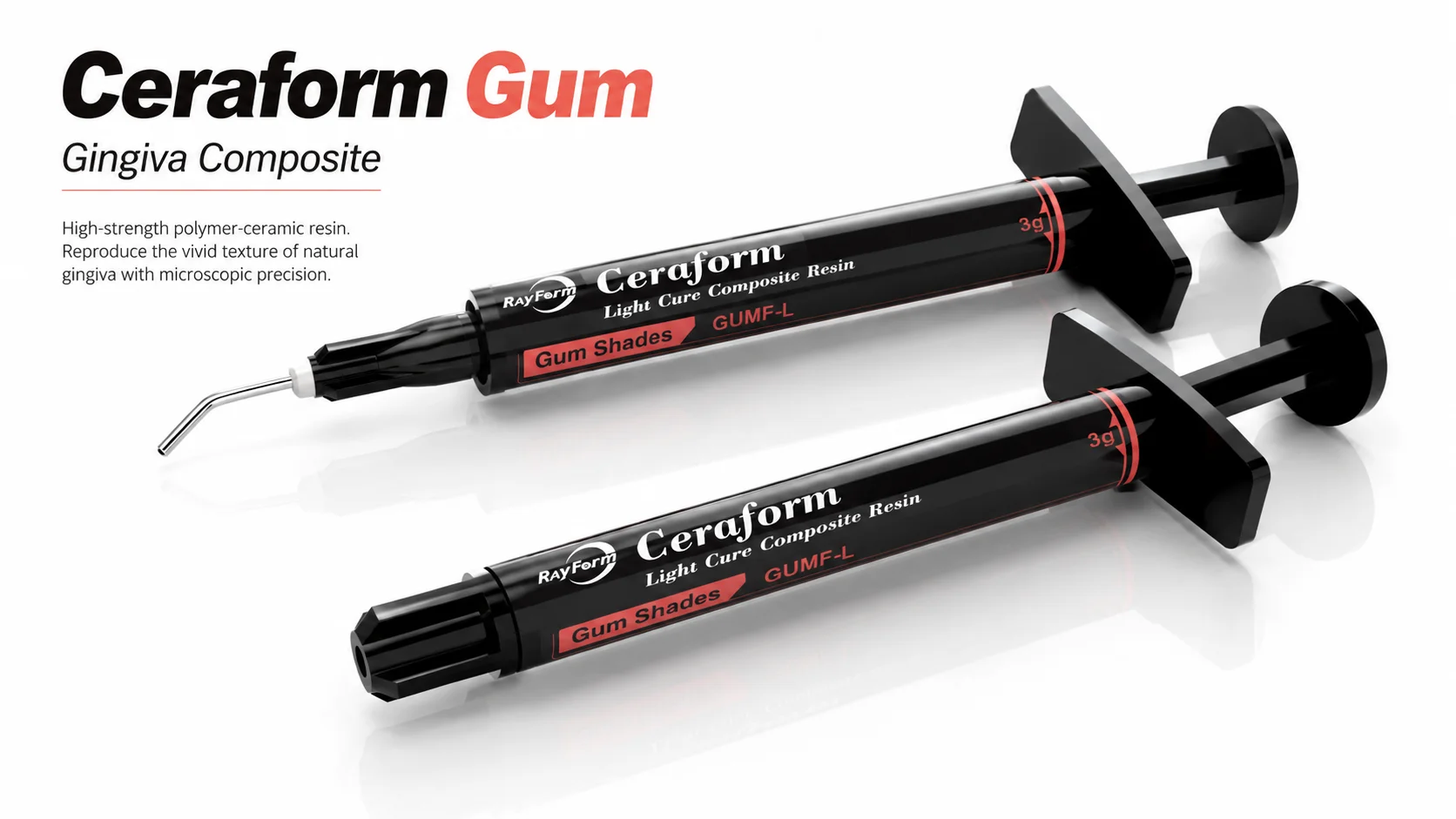 Ceraform Gum Shades pink polymer-ceramic composite syringe by RayForm