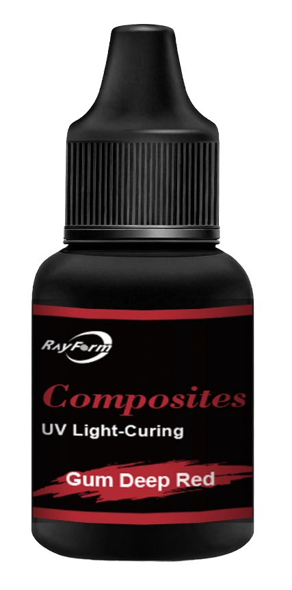 RayForm Gum Deep Red UV light-curing material packaging artwork